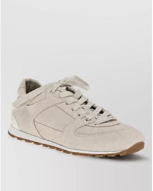 Brunello Cucinelli Calf Leather Low Top Sneakers - Natural