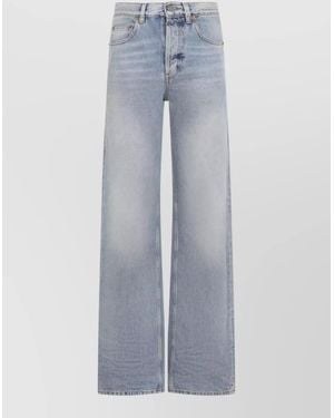 Saint Laurent Denim High-Rise Wide-Leg Jeans - Blue