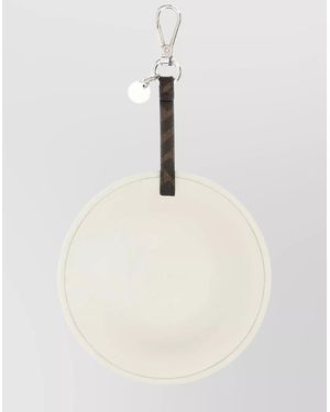 Fendi Round Flower Leather Charm Keychain - Natural