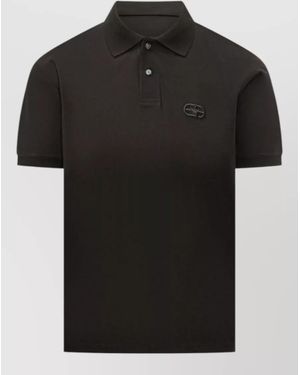 Emporio Armani Logo Cotton Polo Shirt Short Sleeves - Black
