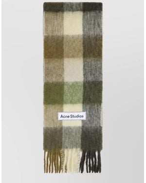Acne Studios Checked Alpaca-Blend Fringed Scarf - Green