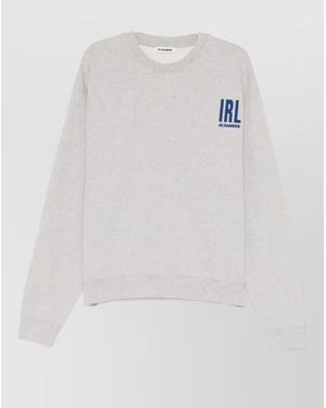 Jil Sander Ribbed Cotton Logo-Print Long-Sleeve Sweatshirt - White