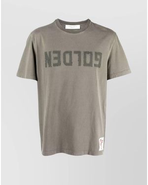 Golden Goose Distressed Logo Cotton T-Shirt - Grey