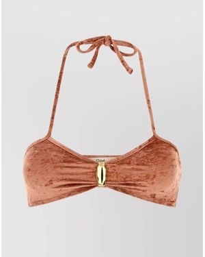 Chloé Halter Neck Velvet Bikini Top With Hardware - Multicolour