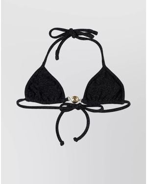 Reina Olga Metallic Bikini Top - Black