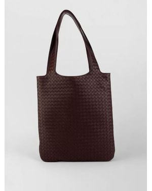 Bottega Veneta Tote Bag Dual Handles Woven Texture - Purple