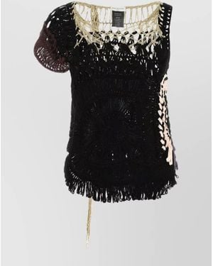 Dries Van Noten Cotton Crochet Top - Black