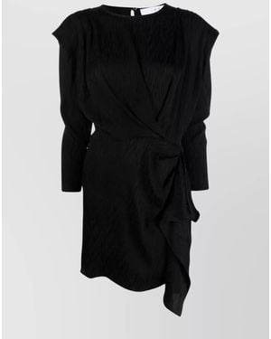 IRO Silk Blend Draped Asymmetric Mini Dress - Black