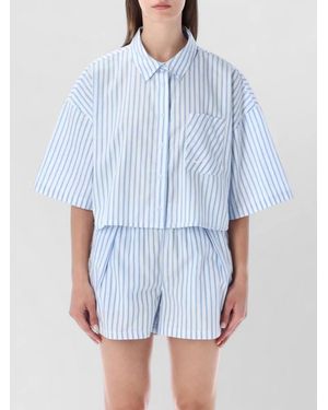 Nike Striped Bowling Short Sleeve Button Shirt - Blue