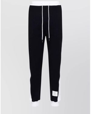 Thom Browne Cotton Colour Block Mid-Rise Tapered Track Trousers - Blue