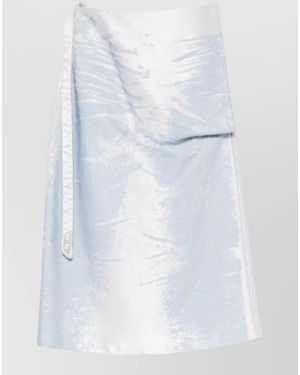 DIESEL Belted Waist Midi Skirt Silk Blend - White