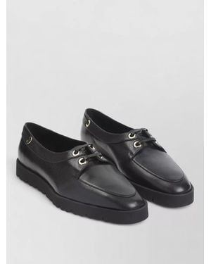 Celine Chunky Loafer Lace Up Boat Shoe - Black