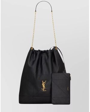 Saint Laurent Large Quilted Shoulder Bag With Chain Strap - White