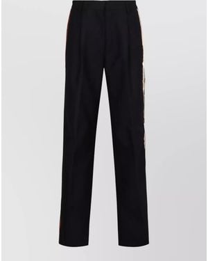 Dries Van Noten Tailored Wool Trousers Belt Loops Stripe - Blue