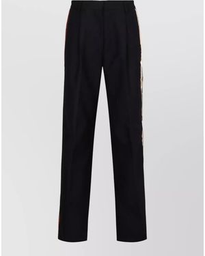 Dries Van Noten Wool Straight-Leg Tailored Pants - Blue