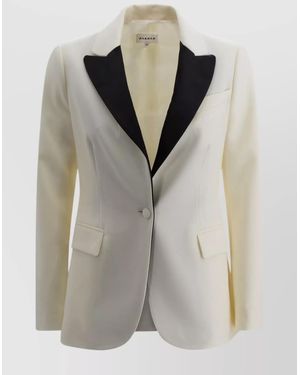 P.A.R.O.S.H. Satin Lapel Double-Breasted Jacket - White