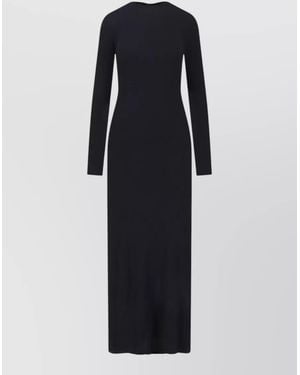 Saint Laurent Crew Neck Dress Knotted Detail Maxi - Blue
