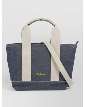 Barbour Cotton Shoulder Bag Removable Strap Handles - Blue
