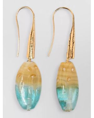 forte_forte Iridescent Handcrafted Statement Hook Earrings - Blue