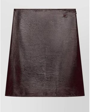 Courreges High Waist Knee Length Vinyl Skirt - Brown