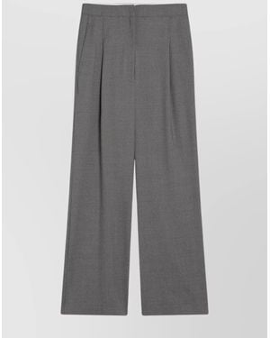 Loulou de Saison Wide Wool Pants Back Pocket - Gray
