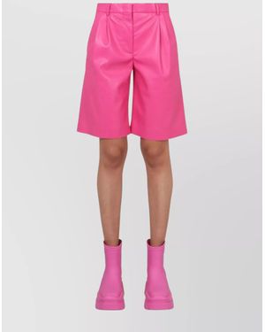 MSGM Faux Leather Bermuda Shorts - Pink