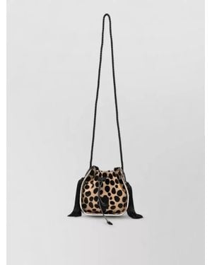 forte_forte Leather Leopard-Print Mini Bucket Bag - White