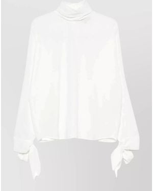 Emporio Armani Crepe Blouse High Neck Tie Detail - White