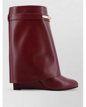 Givenchy Leather Wedge Knee-High Boots - Red