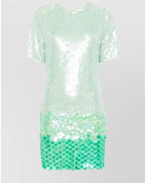P.A.R.O.S.H. Sequin Embellished Short-Sleeve Dress - Green