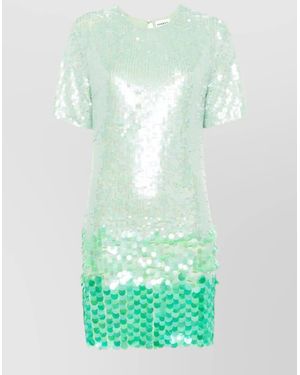 P.A.R.O.S.H. Sequin Embellished Short-Sleeve Dress - Green