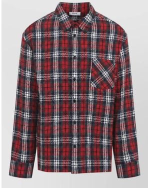 Celine Cashmere Checked Relaxed-Fit Overshirt - Red