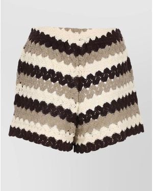 MC2 Saint Barth Crochet Cotton Shorts Elastic Waist Scalloped Edges - Natural
