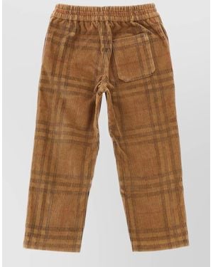 Burberry Titan Cord Straight Leg Plaid Trousers - Brown