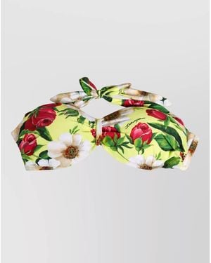 Dolce & Gabbana Floral Halterneck Bikini Top - Metallic