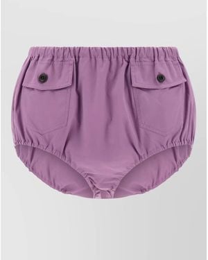 Prada Cotton High-Rise Culotte Shorts - Purple