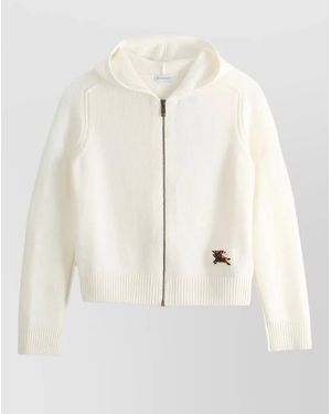 Burberry Hooded Jacket Top Ribbed Cuff Detail - Natural