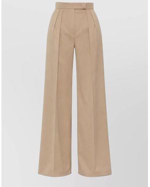 Max Mara Virgin Wool Wide-Leg Suit Pants - Natural
