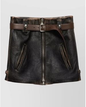 Prada Leather Fitted Skirt - Black