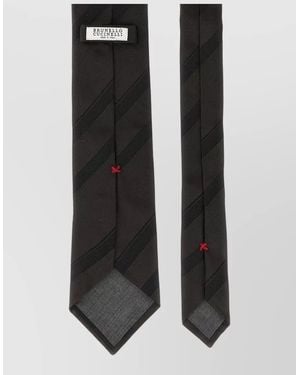 Brunello Cucinelli Regimental Pure Silk Slim Tie - Black