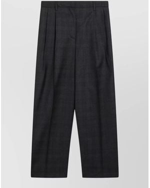 Prada Tailored Pants Pleats Belt Loops Wide Leg - Gray