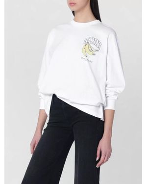 Ganni Logo Print Sweatshirt - White