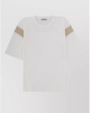 YMC Short Sleeve Round Neck Stripe Detail Shirt - Multicolor