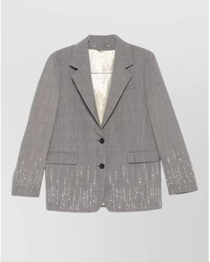 Golden Goose Virgin Wool Checked Single-Breasted Blazer - Grey