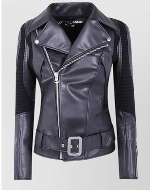 Junya Watanabe Biker Jacket Long Sleeves Belted Waist - Blue