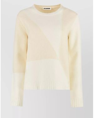 Jil Sander Geometric Ribbed Wool Crew-Neck Jumper - Natural