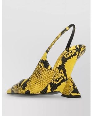 The Attico Slingback Pumps Python Pattern Pointed Toe - Yellow