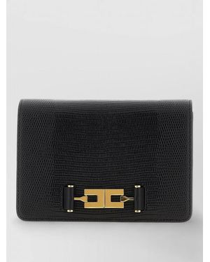 Elisabetta Franchi Lizard Print Crossbody Bag - Black
