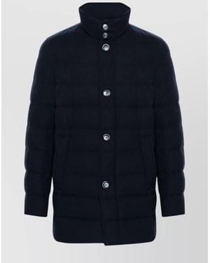 Herno Quilted Jacket With High Collar And Pockets - Blue