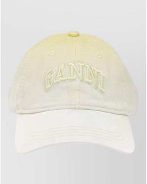 Ganni Logo Baseball Cap Curved Brim Design - Natural